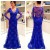 Mermaid Long Sleeves Lace V-Neck Mother of the Bride Dresses 702046