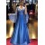 A-Line Long Blue Lace Mother of the Bride Dresses with Sleeves 702099