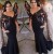 Long Black Mermaid Lace Mother of the Bride Dresses with Sleeves 702105