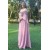 Long Pink Lace Off the Shoulder Mother of the Bride Dresses 702136