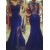 Long Mermaid Royal Blue Lace Mother of the Bride Dresses with Long Sleeves 702161