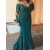 Long Green Mermaid Lace Mother of the Bride Dresses with Long Sleeves 702162