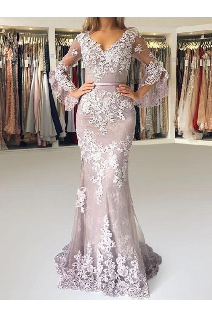 Mermaid Lace Mother of the Bride Dresses with Sleeves 702194