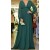 Long Green Chiffon V Neck Mother of the Bride Dresses with Long Sleeves 702221