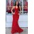 Long Red V Neck Mermaid Sequins Prom Dresses 801008