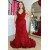 Long Red Mermaid Sequins Prom Dresses 801046