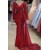 Long Red Mermaid Sequins Prom Dresses with Sleeves 801063