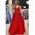 A-Line Long Red Sparkle Lace Prom Dresses 801076