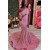 Long Pink One Shoulder Beaded Prom Dresses 801110