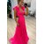 A-Line Fuchsia Chiffon Long Prom Dresses 801123