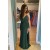 Dark Green Spaghetti Straps Beaded Long Prom Dresses 801159