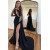 Long Black Beaded One Shoulder Prom Dresses 801162