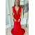 Long Red Sleeveless Mermaid Prom Dresses 801175