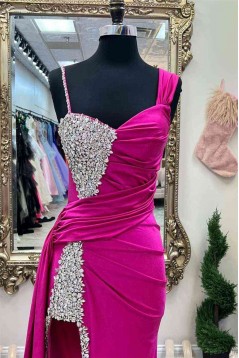Long Pink Beaded Prom Dresses 801177