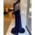 Mermaid Beaded Navy Blue Long Prom Dresses 801180