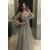 A-Line Beaded Grey Long Prom Dresses 801210