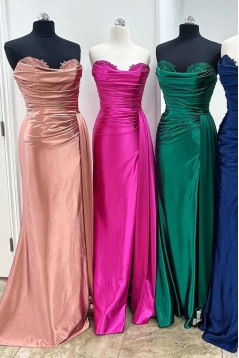 Navy Blue Sweetheart Long Prom Dresses with High Slit 801214