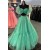 A-Line Two Pieces Green Long Prom Dresses 801219