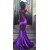 Long Purple Mermaid Sleeveless Lace Prom Dresses 801287
