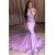 Mermaid Beaded Lace Appliques Purple Long Prom Dresses 801293