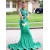Long Green Mermaid Beaded Lace Prom Dresses 801308