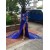 A-Line Royal Blue Lace V Neck Long Prom Dresses 801338