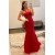 Long Red Mermaid Lace Prom Dresses 801428