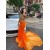 Mermaid Orange Long Beaded Lace Prom Dresses 801465