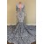 Mermaid Lace Long Sleeves Deep V Neck Prom Dresses 801497