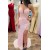 Long Pink Mermaid Sequins and Lace Spaghetti Straps Prom Dresses 801504