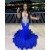 Mermaid Royal Blue Beaded Long Prom Dresses 801528
