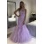 Mermaid Beaded Lace and Tulle Lilac Long Prom Dresses 801573