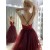 Burgundy Tulle Long Prom Dresses Formal Evening Gowns 901005