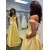 A-Line Long Yellow Satin Prom Dresses Formal Evening Gowns with Pockets 901019