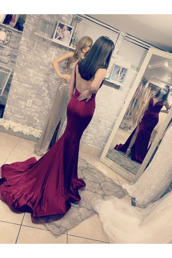 Mermaid Backless Long Prom Dresses Formal Evening Gowns 901021