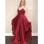 A-Line V Neck Long Prom Dresses Formal Evening Gowns 901036