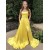 Long Yellow Prom Dresses Formal Evening Gowns with Slit 901037