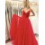 Long Red Tulle Prom Dresses Formal Evening Gowns 901038