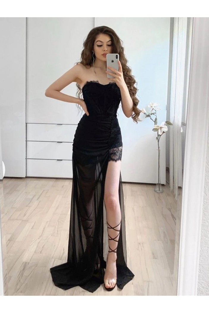 Long Black Sheath Prom Dresses Formal Evening Gowns 901043