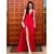 Long Red V Neck Prom Dresses Formal Evening Gowns 901060