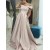 A-Line Off the Shoulder Long Satin Prom Dresses Formal Evening Gowns 901072