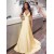 Long Yellow V Neck Prom Dresses Formal Evening Gowns 901080