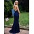 Elegant Long Blue Lace Mermaid Prom Dresses Formal Evening Gowns 901101
