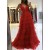 Long Red Tulle Prom Dresses Formal Evening Gowns 901107