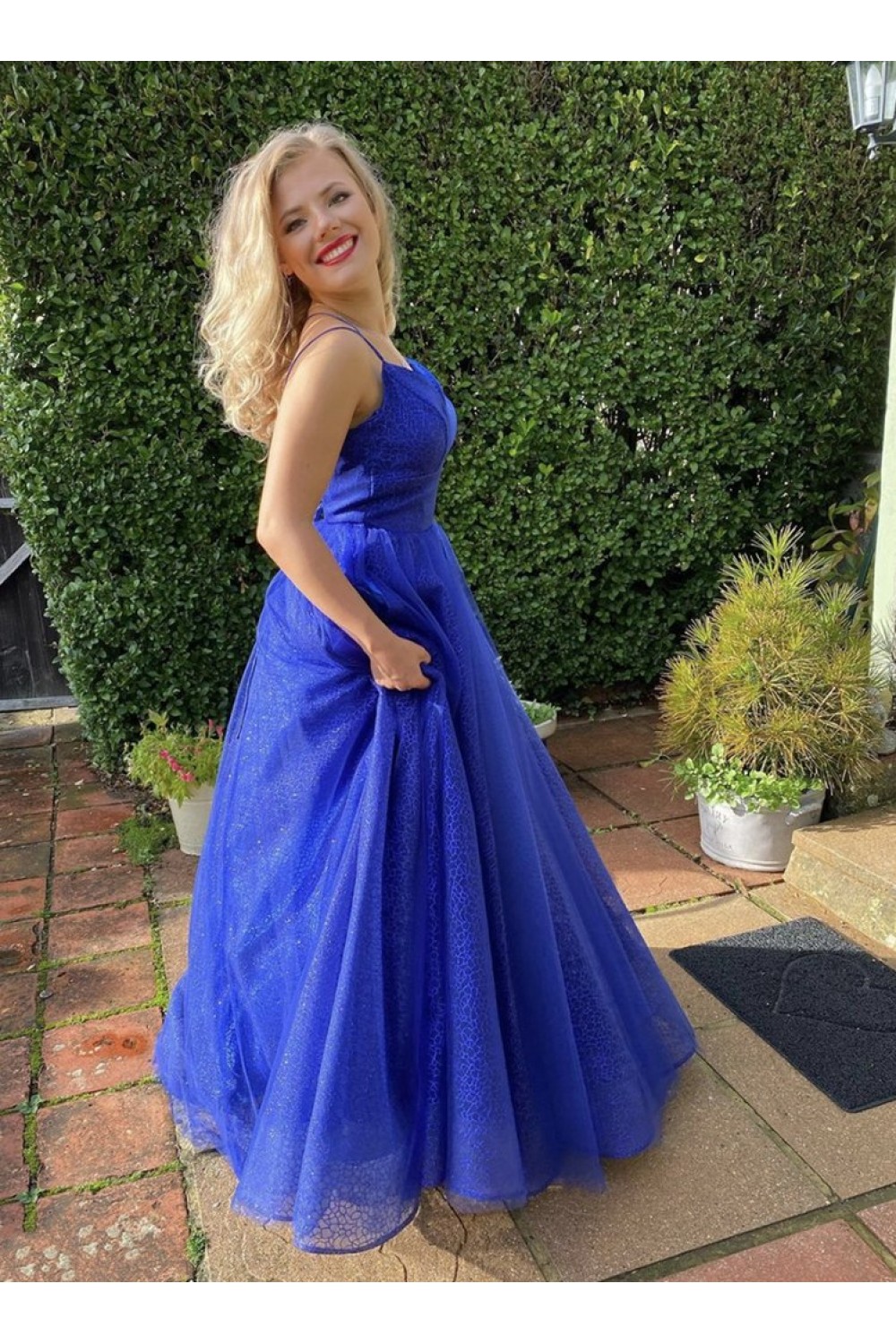 A-Line Long Blue Prom Dresses Formal Evening Gowns 901119