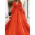 A-Line Long Sleeves V Neck Long Prom Dresses Formal Evening Gowns 901122