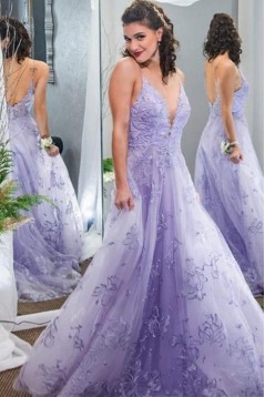 A-Line Lavender Long Prom Dress Formal Evening Gowns 901160