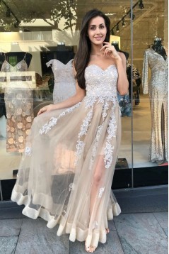 A-Line Lace Sweetheart Long Prom Dress Formal Evening Gowns 901181