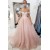 A-Line Long Pink Tulle Prom Dress Formal Evening Gowns 901194