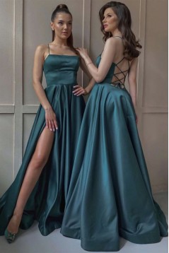 A-Line Long Dark Green Prom Dress Formal Evening Gowns 901215